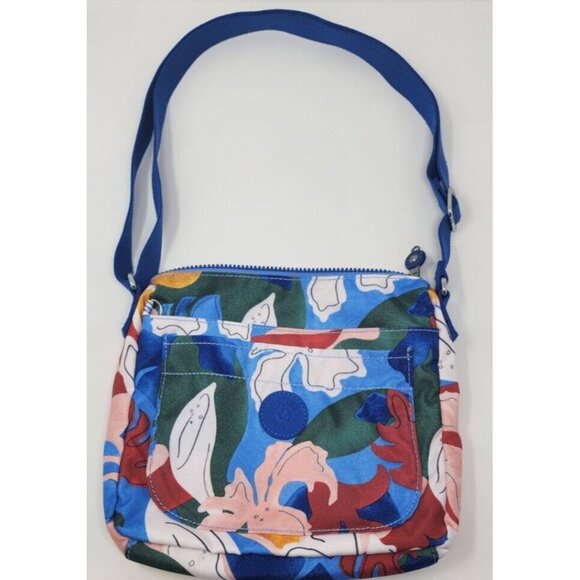 Kipling Crossbody Arto Blue Botanical Floral Medium Shoulder Bag Purse - Picture 6 of 16